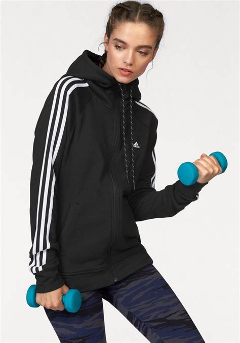 adidas damen-kapuzensweatjacke ess 3s hoody türkis|Women's adidas Essentials 3.